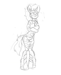 Size: 1024x1261 | Tagged: safe, artist:necro1337, imported from derpibooru, king sombra, semi-anthro, lineart, queen umbra, rule 63, solo