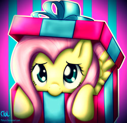 Size: 3400x3299 | Tagged: safe, artist:pshyzomancer, imported from derpibooru, fluttershy, cute, female, looking at you, nom, present, shyabetes, smiling, solo