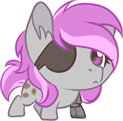 Size: 395x391 | Tagged: safe, artist:dvixie, deleted from derpibooru, imported from derpibooru, oc, oc only, oc:hired gun, cyborg, fallout equestria, fallout equestria: heroes, amputee, chibi, commission, eyepatch, prosthetic limb, prosthetics, solo