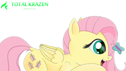 Size: 1446x821 | Tagged: safe, artist:allyster-black, imported from derpibooru, fluttershy, butterfly, cute, prone, simple background, sweet