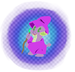 Size: 549x529 | Tagged: safe, artist:tanmansmantan, imported from derpibooru, spike, hat, magic, male, solo, wizard, wizard hat, wizard robe