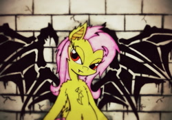 Size: 2031x1423 | Tagged: safe, artist:canvymamamoo, imported from derpibooru, fluttershy, bat pony, pony, semi-anthro, belly button, bipedal, female, flutterbat, solo