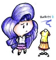 Size: 196x208 | Tagged: safe, artist:fives555, imported from derpibooru, rarity, human, chibi, female, humanized, solo, traditional art