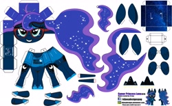 Size: 3954x2453 | Tagged: safe, artist:eljoeydesigns, imported from derpibooru, princess luna, gamer luna, belly button, glasses, paper pony, papercraft