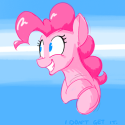 Size: 700x700 | Tagged: safe, artist:goat train, imported from derpibooru, pinkie pie, female, grin, simple background, smiling, solo
