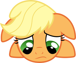 Size: 6037x5000 | Tagged: safe, artist:the-aziz, imported from derpibooru, applejack, absurd resolution, female, floppy ears, sad, simple background, solo, transparent background, vector