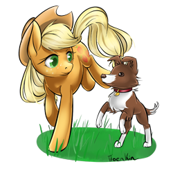 Size: 800x800 | Tagged: safe, artist:moenkin, imported from derpibooru, applejack, winona, rearing, simple background, transparent background