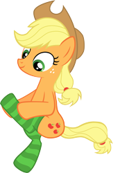 Size: 4010x6132 | Tagged: safe, artist:slb94, imported from derpibooru, applejack, just for sidekicks, absurd resolution, clothes, female, simple background, socks, solo, striped socks, transparent background, vector