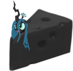 Size: 324x312 | Tagged: safe, imported from derpibooru, queen chrysalis, cheese, cheeselegs, female, queen swissalis, solo, wat