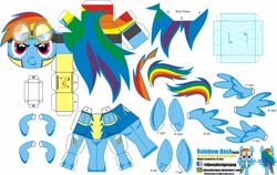 Size: 4014x2534 | Tagged: safe, artist:eljoeydesigns, imported from derpibooru, rainbow dash, wonderbolts academy, blushing, glasses, papercraft, paperpony