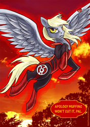 Size: 550x773 | Tagged: safe, artist:gingerfoxy, imported from derpibooru, derpy hooves, pegasus, pony, crossover, dc comics, epic derpy, female, green lantern, green lantern (comic), mare, red lantern, solo