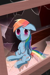 Size: 3475x5244 | Tagged: safe, artist:phinbella-flynn, imported from derpibooru, rainbow dash, blood, bruised, crying, female, injured, solo