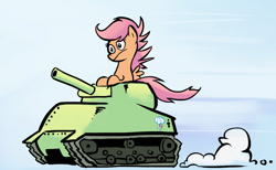 Size: 1117x688 | Tagged: safe, artist:gsphere, imported from derpibooru, rainbow dash, scootaloo, cutie mark, tank (vehicle)