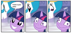 Size: 1200x558 | Tagged: safe, imported from derpibooru, princess celestia, twilight sparkle, exploitable meme, hapless twilight, meme, twilight snapple