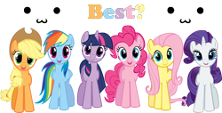 Size: 1280x650 | Tagged: safe, artist:jaysk8, imported from derpibooru, applejack, fluttershy, pinkie pie, rainbow dash, rarity, twilight sparkle, earth pony, pegasus, pony, unicorn, :3, best pony, female, happy, looking at you, mane six, mare, open mouth, simple background, smiling, transparent background, unicorn twilight