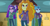 Size: 1366x703 | Tagged: safe, imported from derpibooru, screencap, adagio dazzle, aria blaze, sonata dusk, equestria girls, rainbow rocks, clothes, confident, diner, gem, hoodie, jewelry, mirrored, necklace, outdoors, pendant, pigtails, ponytail, siren gem, smiling, smug, the dazzlings, trio, twintails, youtube link