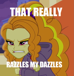 Size: 661x677 | Tagged: safe, imported from derpibooru, adagio dazzle, equestria girls, rainbow rocks, angry, female, frown, gem, glare, gritted teeth, image macro, jimmies, meme, rustled my jimmies, siren gem, solo