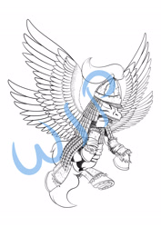 Size: 2480x3507 | Tagged: safe, artist:darkhestur, imported from derpibooru, pegasus, pony, armor, mongol, solo, wip