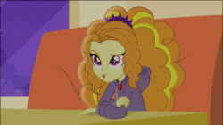 Size: 768x430 | Tagged: safe, imported from derpibooru, screencap, adagio dazzle, equestria girls, rainbow rocks, animated, clothes, female, gem, hoodie, lidded eyes, sarcasm, siren gem, solo