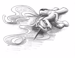 Size: 3299x2550 | Tagged: safe, artist:uminanimu, imported from derpibooru, princess luna, female, grayscale, lying, monochrome, on side, side, solo, traditional art