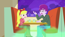 Size: 1280x720 | Tagged: safe, imported from derpibooru, screencap, concord gumdrop, paula grindhouse, equestria girls, rainbow rocks, background human, boy, date, female, male, restaurant