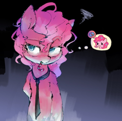 Size: 650x644 | Tagged: safe, artist:toki, imported from derpibooru, pinkie pie, pony, ask harajukupinkiepie, askharajukupinkiepie, bipedal, famihara, female, pixiv, solo