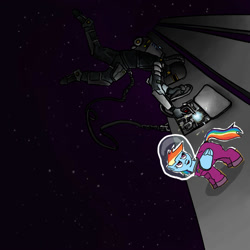 Size: 1000x1000 | Tagged: safe, imported from derpibooru, rainbow dash, human, astrodash, astronaut, clothes, helmet, space, spacesuit, welding