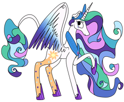 Size: 1100x900 | Tagged: dead source, safe, artist:tinyfeather, imported from derpibooru, princess celestia, pony, female, mare, rainbow power, rainbow power-ified, simple background, solo, transparent background
