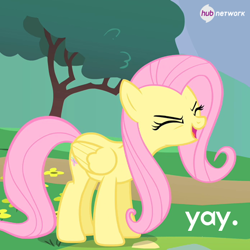 Size: 548x548 | Tagged: safe, imported from derpibooru, fluttershy, pegasus, pony, cheering, eyes closed, female, flutteryay, hub logo, hub network, hubble, mare, official, the hub, yay