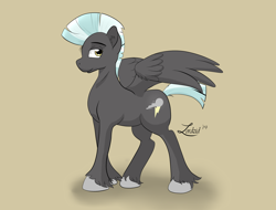 Size: 2500x1900 | Tagged: safe, artist:lordzid, imported from derpibooru, thunderlane, pegasus, pony, male, smiling, solo, spread wings, stallion, unshorn fetlocks, wings