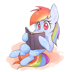 Size: 1200x1200 | Tagged: safe, artist:joycall6, imported from derpibooru, rainbow dash, book, crying, female, reading, sad, simple background, solo