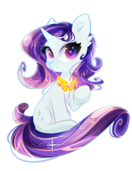 Size: 1688x2174 | Tagged: safe, artist:koveliana, imported from derpibooru, rarity, chromatic aberration, color porn, element of generosity, elements of harmony, female, heart eyes, necklace, simple background, sitting, solo, transparent background, wingding eyes