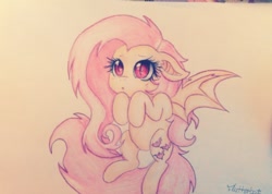 Size: 800x570 | Tagged: safe, artist:xxsharpixx, imported from derpibooru, fluttershy, female, flutterbat, solo, traditional art