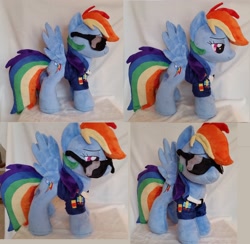 Size: 3440x3360 | Tagged: safe, artist:epicrainbowcrafts, imported from derpibooru, rainbow dash, bedroom eyes, clothes, irl, officer, photo, plushie, solo, sunglasses, wonderbolts uniform