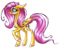 Size: 2134x1728 | Tagged: safe, artist:purplescorpion187, imported from derpibooru, fluttershy, female, skinny, solo, unshorn fetlocks