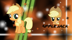 Size: 1920x1080 | Tagged: safe, artist:blackm3sh, artist:d-sixzey, artist:lazypixel, imported from derpibooru, applejack, filly, grin, vector, wallpaper, younger