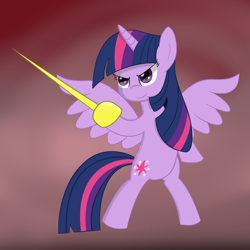 Size: 2048x2048 | Tagged: safe, artist:nuke928, imported from derpibooru, twilight sparkle, alicorn, pony, epee, female, fencing, mare, solo, twilight sparkle (alicorn)