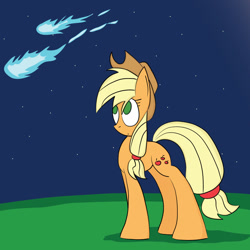 Size: 1024x1024 | Tagged: safe, artist:mr. rottson, imported from derpibooru, applejack, looking up, night, shooting star, shooting stars, solo