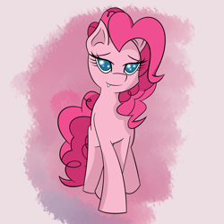 Size: 3000x3000 | Tagged: safe, artist:rengam, imported from derpibooru, pinkie pie, pony, bedroom eyes, cute, fangs, female, looking at you, mare, smiling, solo