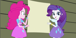 Size: 1366x686 | Tagged: safe, edit, imported from derpibooru, screencap, pinkie pie, rarity, equestria girls, rainbow rocks, paper, poster, rainboom's advertisement, template