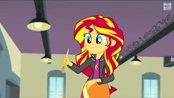 Size: 1136x640 | Tagged: safe, imported from derpibooru, screencap, sunset shimmer, equestria girls, rainbow rocks, female, hasbro studios, paintbrush, solo, youtube