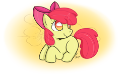 Size: 3000x2000 | Tagged: safe, artist:pillonchou, imported from derpibooru, apple bloom, adorabloom, cute, female, prone, signature, simple background, smiling, solo, transparent background