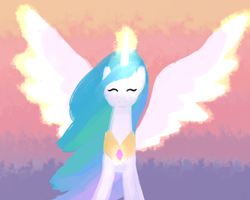 Size: 1280x1024 | Tagged: safe, artist:tanmansmantan, imported from derpibooru, princess celestia, alicorn, pony, female, lineless, painting, solo