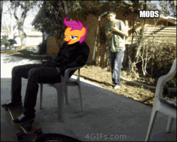 Size: 400x320 | Tagged: safe, imported from derpibooru, scootaloo, animated, chickun, exploitable meme, female, forced meme, irl, male, meme, metaphor gif, mods, photo