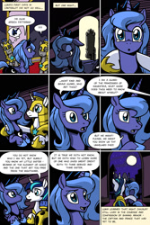 Size: 1200x1800 | Tagged: safe, artist:latecustomer, imported from derpibooru, princess luna, shining armor, armor, comic, friendship, i can't believe it's not idw, moon, night, royal guard, s1 luna, stars