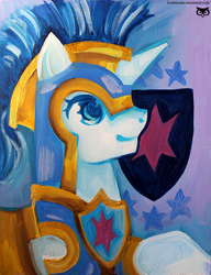 Size: 690x900 | Tagged: safe, artist:madblackie, imported from derpibooru, shining armor, male, portrait, solo, traditional art