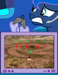 Size: 1258x1613 | Tagged: safe, imported from derpibooru, princess luna, pikmin, gamer luna, bad end, crying, exploitable meme, meme, nintendo, obligatory pony, olimar, pikmin (series), red (pikmin), tv meme