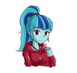 Size: 950x900 | Tagged: safe, artist:luciferamon, imported from derpibooru, sonata dusk, equestria girls, rainbow rocks, clothes, cute, female, gem, hoodie, jewelry, necklace, pendant, ponytail, simple background, siren gem, solo, sonatabetes, white background