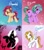 Size: 788x900 | Tagged: safe, artist:veganya, imported from derpibooru, oc, oc only, oc:amashi, oc:shiku, oc:sira, oc:vega, earth pony, pony, unicorn, bow, female, g2, g3, hair bow, heart, looking at you, male, mare, ponified, raised hoof, rearing, smiling, spread wings, stallion, tail, tail bow, wings