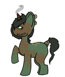 Size: 437x516 | Tagged: safe, artist:buy_some_babies, artist:shark_fighter, imported from derpibooru, oc, oc only, blank flank, earring, smoke